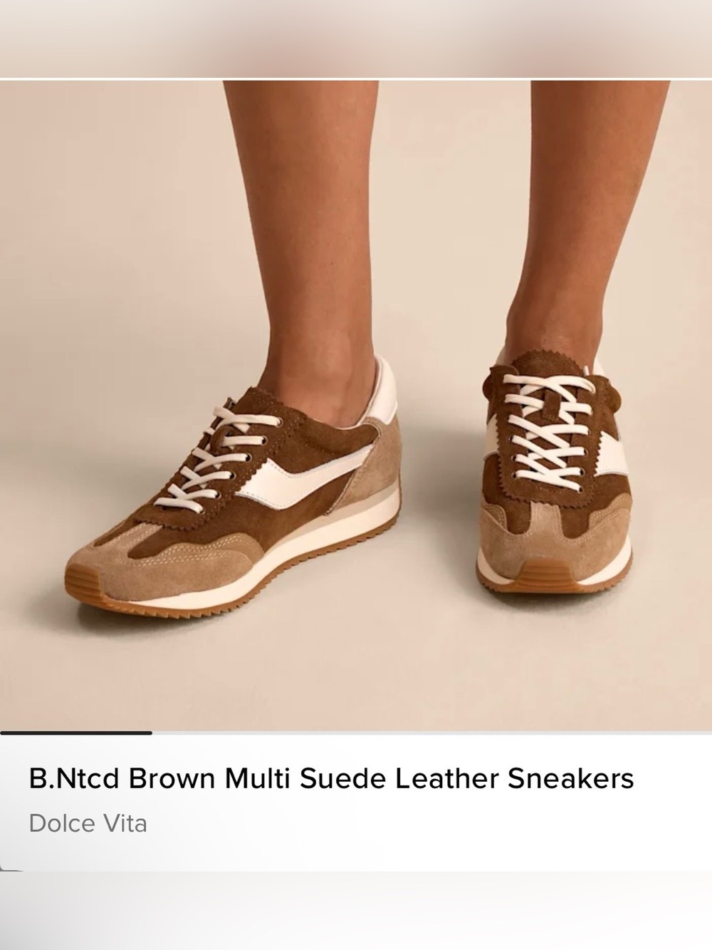 Dolce Vita bntcd Brown and White Suede Leather Sneakers